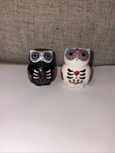 Owl Sugar Skull Salt And Pepper Shakers 