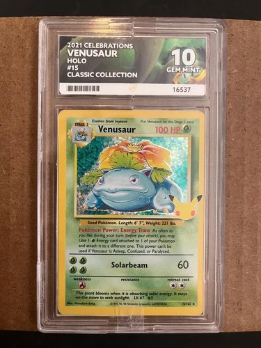 Pokémon TCG Venusaur Celebrations 15/102 ACE 10 GEM MINT - Perfect Subs