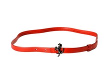 Scuderia Ferrari Women's Red Leather Skinny Buckle Decorated Belt US M