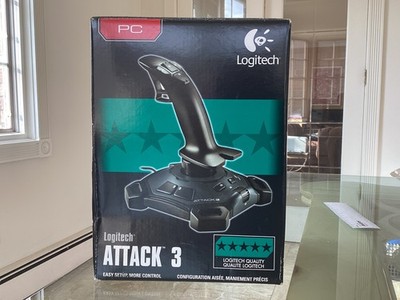 Vintage  Logitech Attack 3 Joystick USB Flight Controller - CIB Open Box