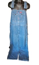 Dickies Bib Coveralls 42"x30" Blue Denim Work Farm Carpenter Unisex Red Thread