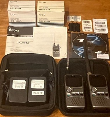 2 Icom IC-R3 AM FM WFM HF VHF UHF TV Ham Video Scanner Wide Band Radio Receivers