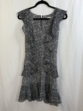 MICHAEL Michael Kors Black & White Floral Layered Ruffle Dress XS Small
