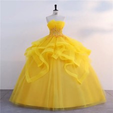 New Gold Quinceanera Dresses Classic Strapless Ball Gown Real Photo Prom Dress