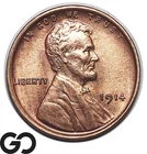 1914 Lincoln Cent Wheat Penny, Frosty Solid Gem BU++ RD