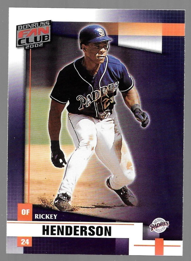 2002 Donruss Fan Club Rickey Henderson #68 Padres - Minty - 10+ Items Ship FREE!