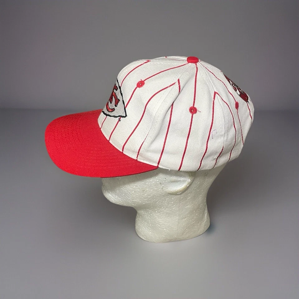 1990s Kansas City KC Chiefs Punta de Flecha Logotipo a Rayas 7 Equipo NFL Gorra Snapback 🔥 Foto 3 de 4
