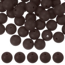 60 Pcs Silicone Beads, 9mm Bulk Beads for Keychain Making, Brown