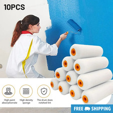 10PCS Mini Foam Paint Roller Sleeves 4" 100mm Sponge Refills Decorating UK