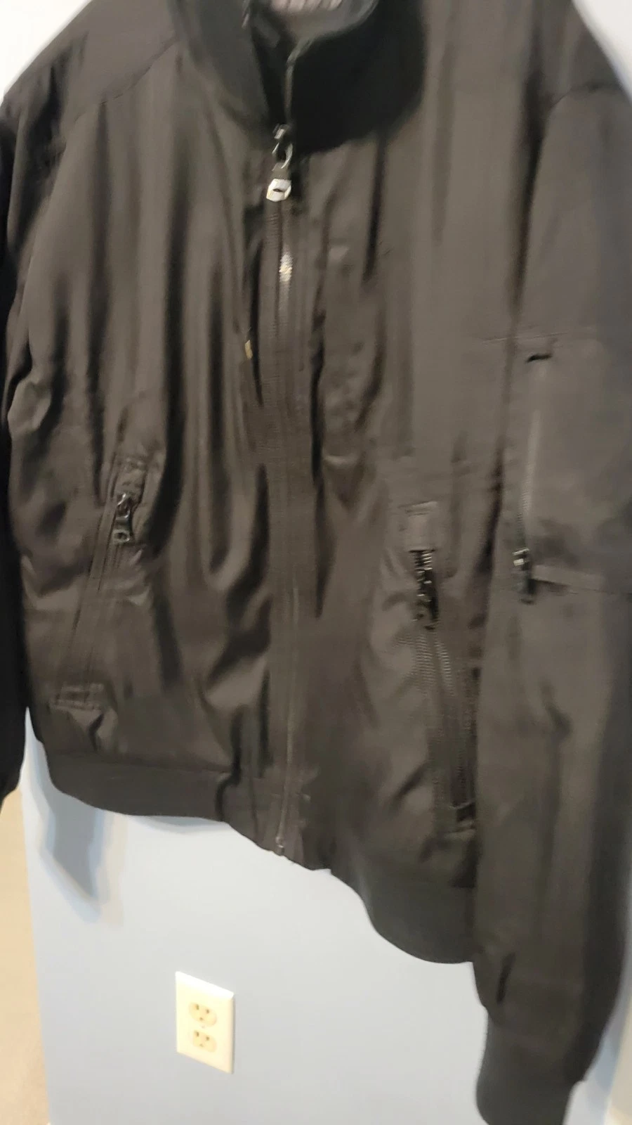 Calvin Klein Men's Matte Logo Zip Bomber Jacket Mock Neck Size Medium Black - product detail image 2