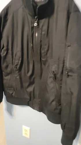 Calvin Klein Men's Matte Logo Zip Bomber Jacket Mock Neck Size Medium Black image 2