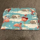 Nick And Nora Flat Sheet Full Size Flannel Flamingo Christmas Winter Camper
