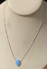 Hamsa Hand Slide Charm Sterling Silver 16” Box Chain Necklace Polished