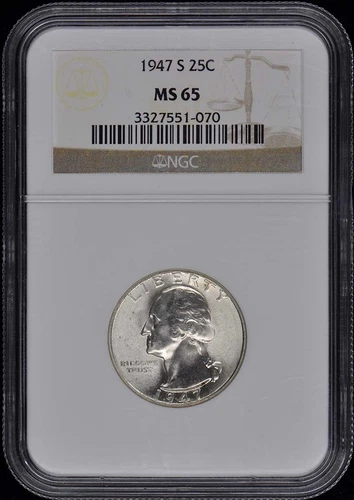 1947-S Washington Quarter 25C NGC MS65