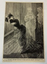 1884 gothic magazine engraving ~ GHOSTS IN OLD KENT MANOR