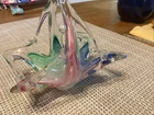 Authentic MURANO Colorful Swirl Hand Blown Glass Basket Candy Dish ITALY 6”
