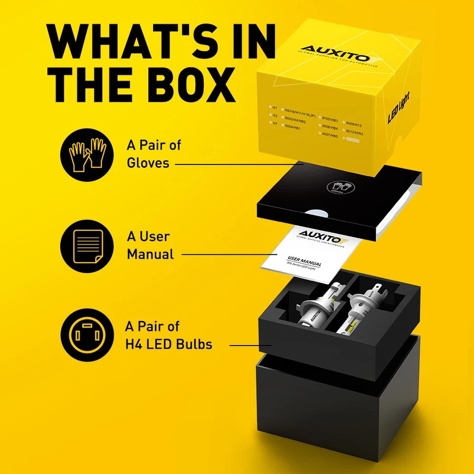 2X Kit de Bombillas LED H4 9003 haz de faros alto-bajo súper brillante 100W 30000LM 6500K Foto 4 de 4