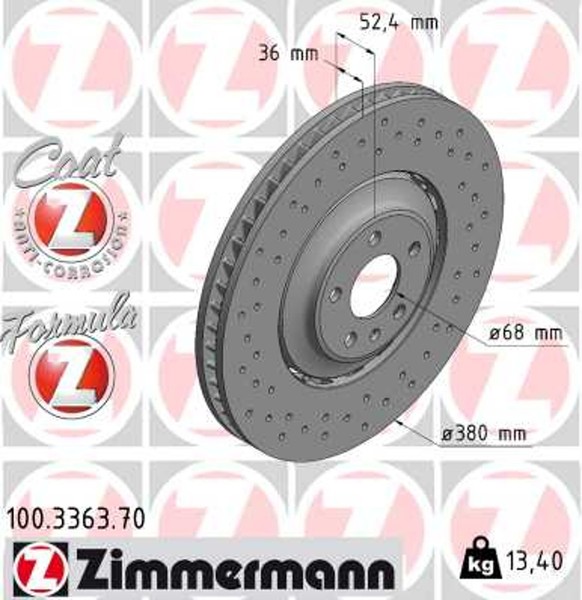 2X Zimmermann Bremsscheibe Formula Z 100.3363.70 FüR Audi 8RB 1LJ A8 FYB D4 4H2-image