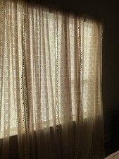 2 Panels Bohemian Lace Curtains 84 Inch Crochet Tassel Cottagecore Farmhouse Dra