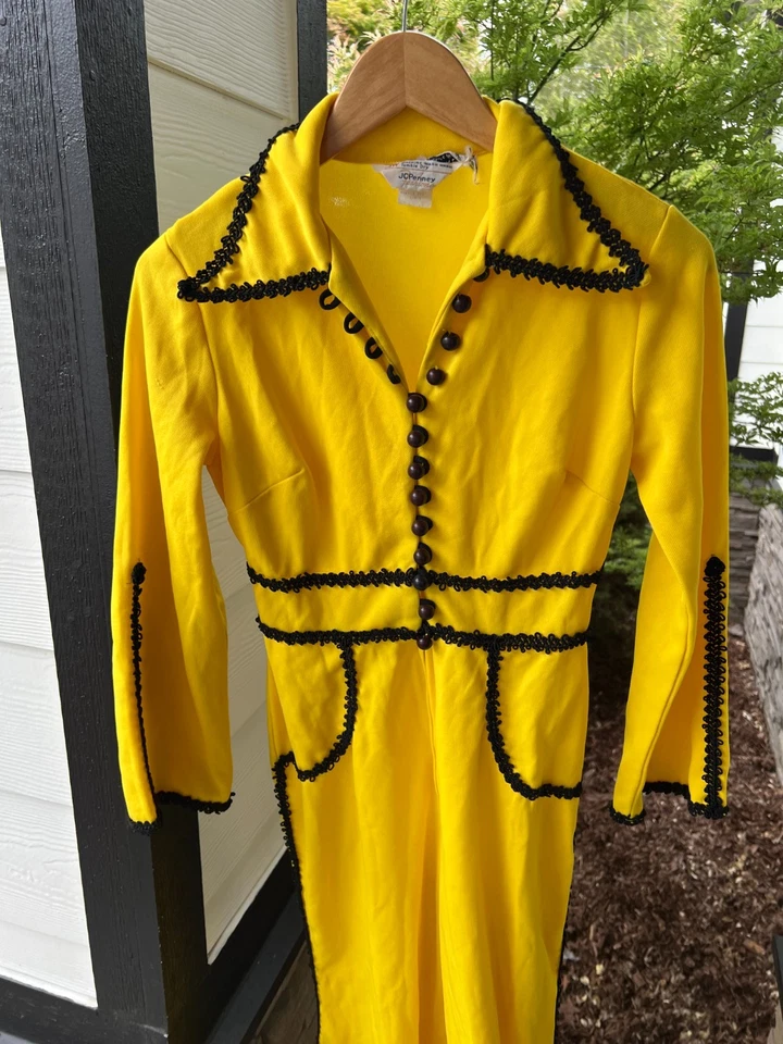 Mono de una pieza vintage Cosplay Kill Bill años 70 JcPenney AMARILLO 11 Foto 3 de 4