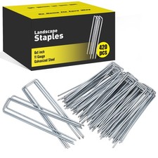 420pcs 6 Inch Landscape Staples Galvanized Garden Stakes, 11 Gauge U-Shaped S...