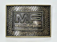 Vintage 1978 Massey Ferguson "MF" Brass Belt Buckle - Ships Fast - NICE!