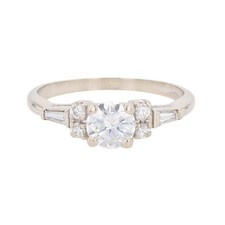GIA .66ctw Diamond Solitaire w/ Accents Engagement Ring 14k White Gold Size 5.75