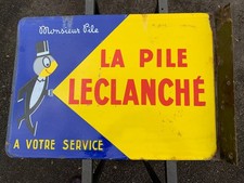 plaque émaillée publicitaire ancienne - Double face La pile Leclancher -