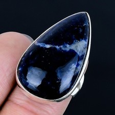 Redefined Sodalite Gemstone Handmade 925 Sterling Silver Ring Size 6