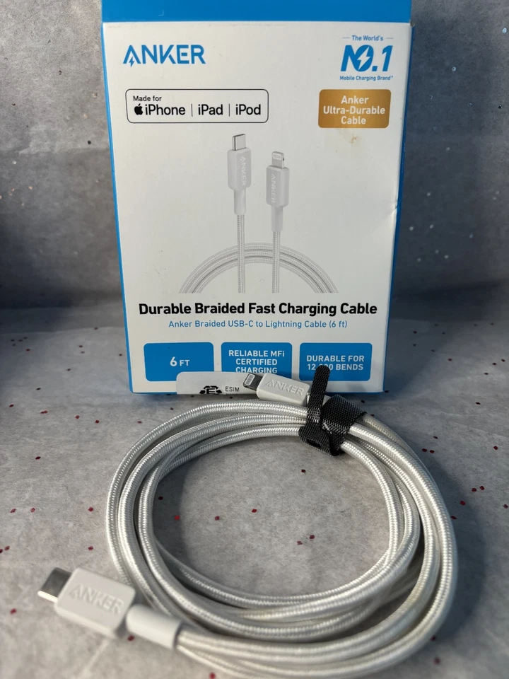 Anker Durable Braided Fast Charging Cable - USB-C to Apple Cable - 6ft - Image 2 of 3