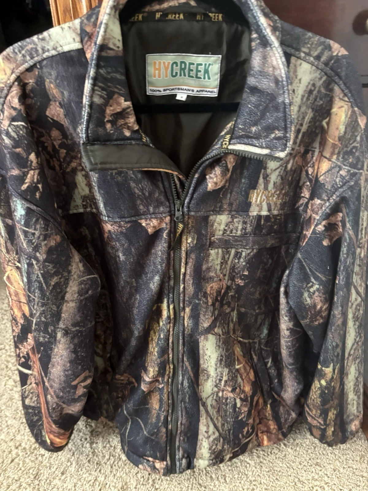 Hycreek Men's Large Camo Full Zip Fleece Jacket Insulated for Outdoor Size Med