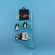 Hot Sox Women  s Dog Print Crew Socks Blue Puppy Bone Pattern Size 9  11 New