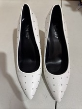 Nine West Womens White Studded Pointed Toe Stiletto Heels Size 8
