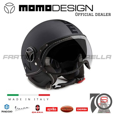 Casco Demi Jet Momo Design Fighter FGTR EVO Titanio Frost Scritta Asfalto  Visier | eBay