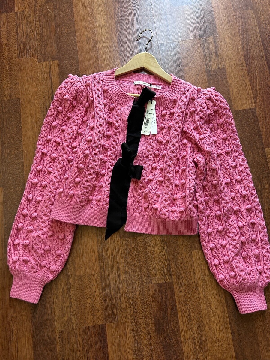 NWT Alice + Olivia Kitty Puff Sleeve Bow Tie Cardigan NWT Alice + Olivia Kitty Puff Sleeve Bow Tie Cardigan
