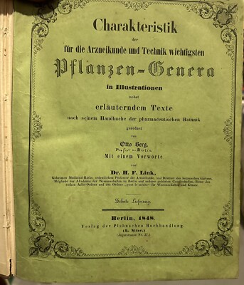 Botanica PFLANZEN GENERA Otto Berg Berlin Pharmaceutisch Botanik 1848