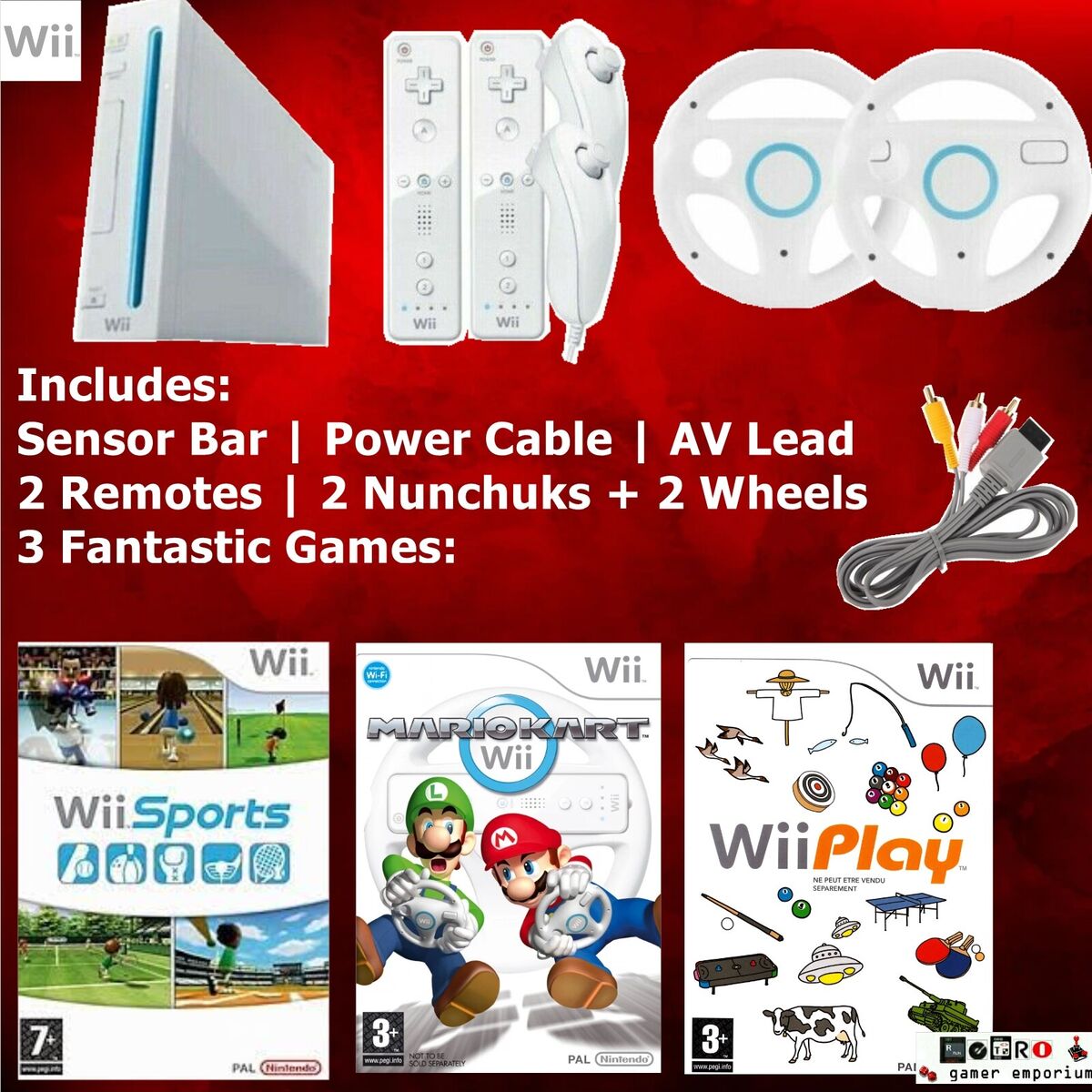 Nintendo Wii Console Bundle, Fit Board, Mario Kart, Sports Games - Select  Option