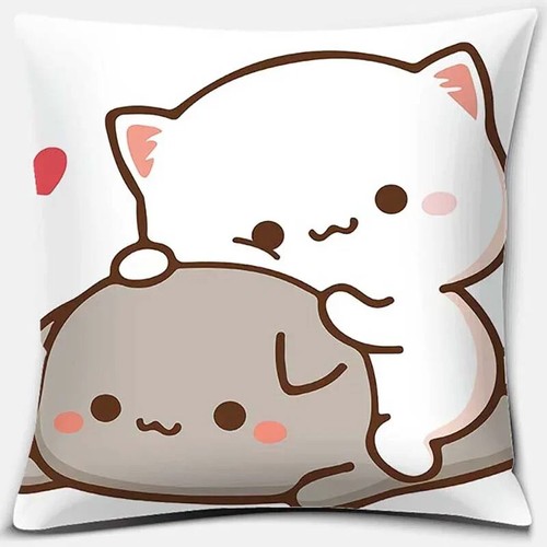 Cartoon Cute Pillow Case Mocha Mochi Peach Cat Cushion Cover Pillow Cover - Picture 36 of 39