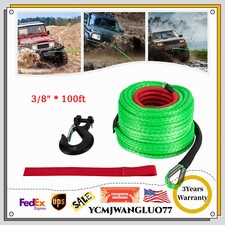 3/8"x100ft Synthetic Winch Rope w/ Hook Winch Cable 30.48m/100ft 23809lbs