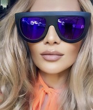 Oversized Flat Top Women Shadow Andrea Fashion Aviator Trendy Sunglasses 7216 L