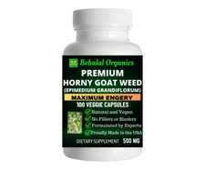 Horny Goat Weed 500mg Vegan Capsules 100 Count