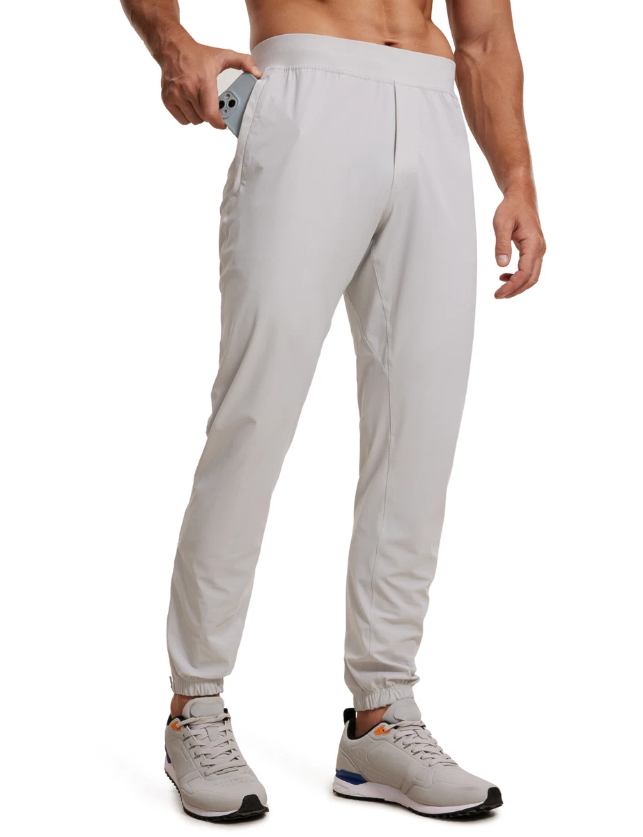 CRZ YOGA Lightweight Mens Quick Dry Slim-Fit 29 Inches Joggers Zipper  Pockets