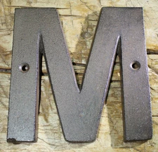Cast Iron Industrial LETTER M Sign Rustic Brown 5" tall Alphabet 