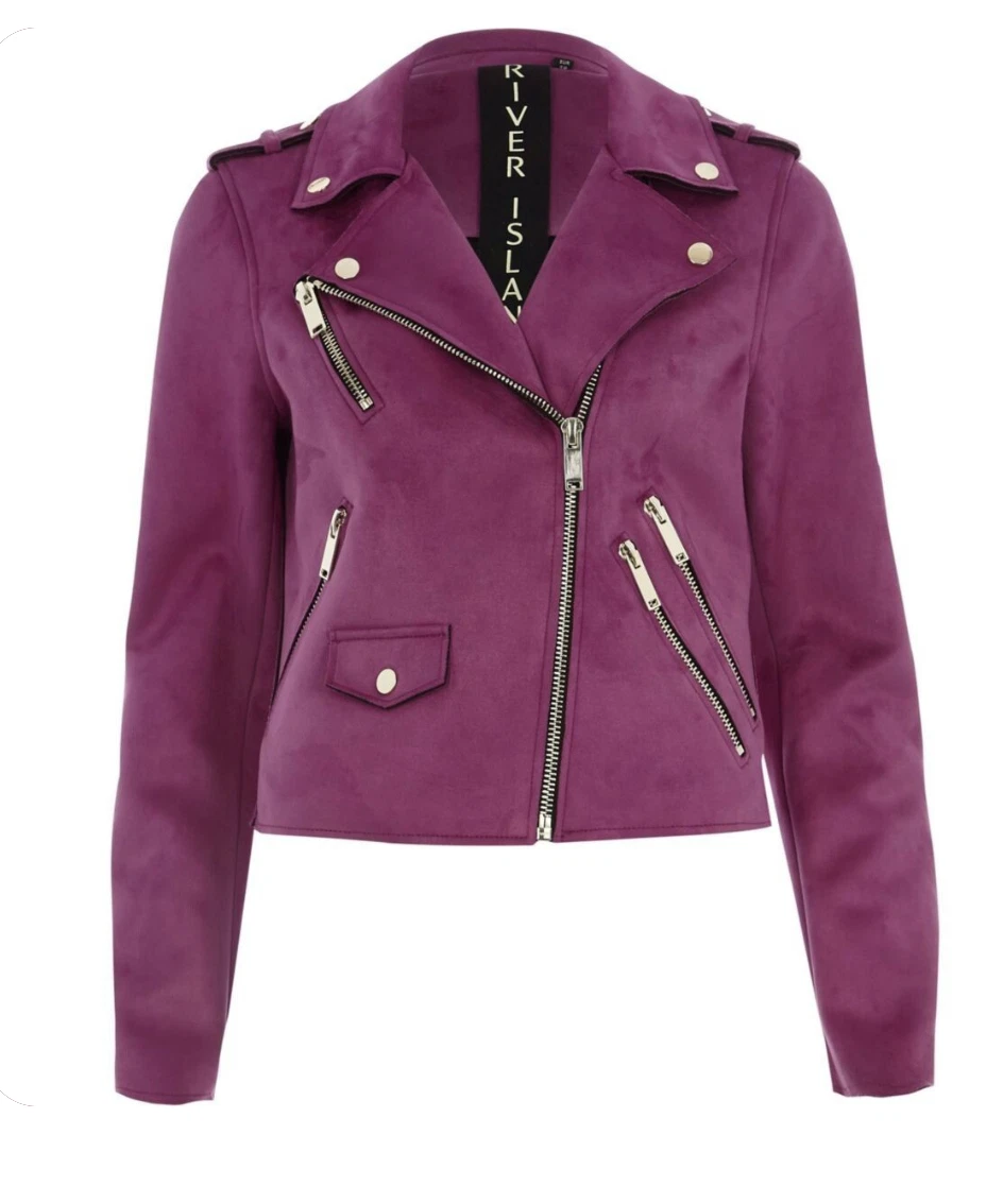 Mauve faux top leather jacket