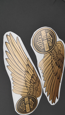 Harley-Davidson golden wings tank fuel decal sticker set of 2 9