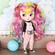 Blythe doll Dudu mouth makeup Multicolor mix hair from Factory Joint Body 12"