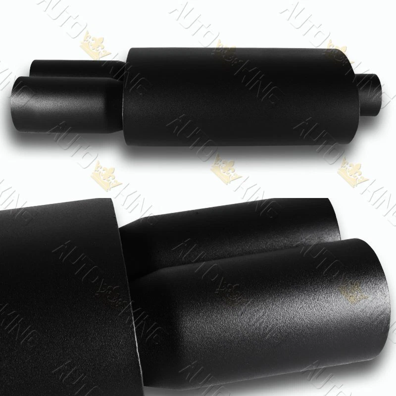 SILENCIADOR ESCAPE 3" DOBLE PUNTA PLANA NEGRO ACERO INOXIDABLE 2.5" ENTRADA UNIVERSAL Foto 2 de 4