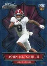 2021 Wild Card Alumination Collegiate Blue John Metchie III PRC Rookie 9/99. rookie card picture
