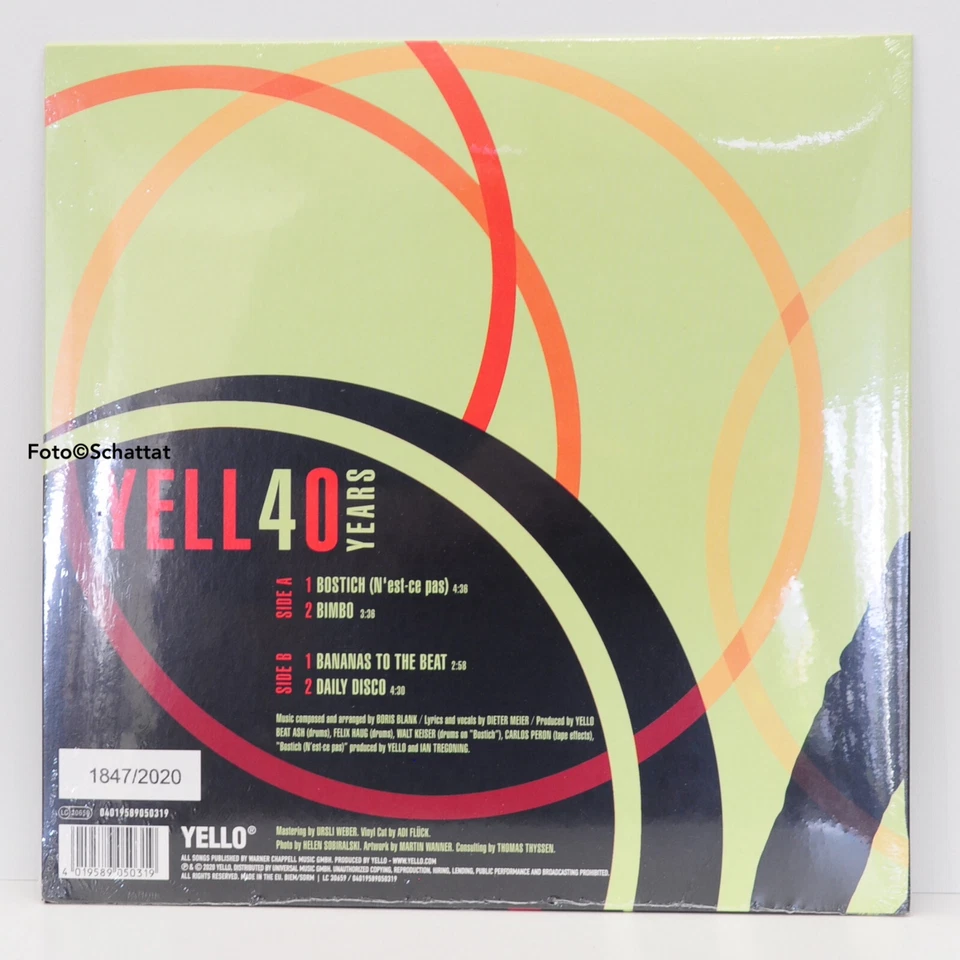 YELLO . 40 Years . BOSTICH . Ltd. 10" orange Vinyl . No 1847 of 2020 - Bild 2 von 2