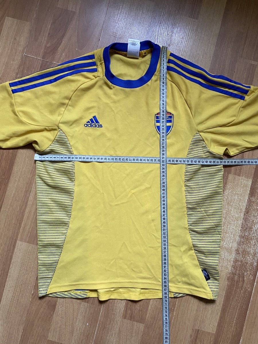 SWEDEN 2002 2003 HOME FOOTBAL SHIRT SOCCER JERSEY ADIDAS sz M MEN